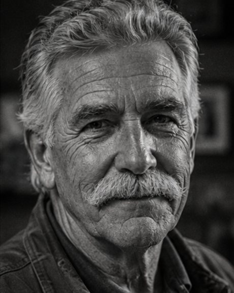 Charlie Gilbert, security supervisor and mentor, a weathered older man with a gray mustache